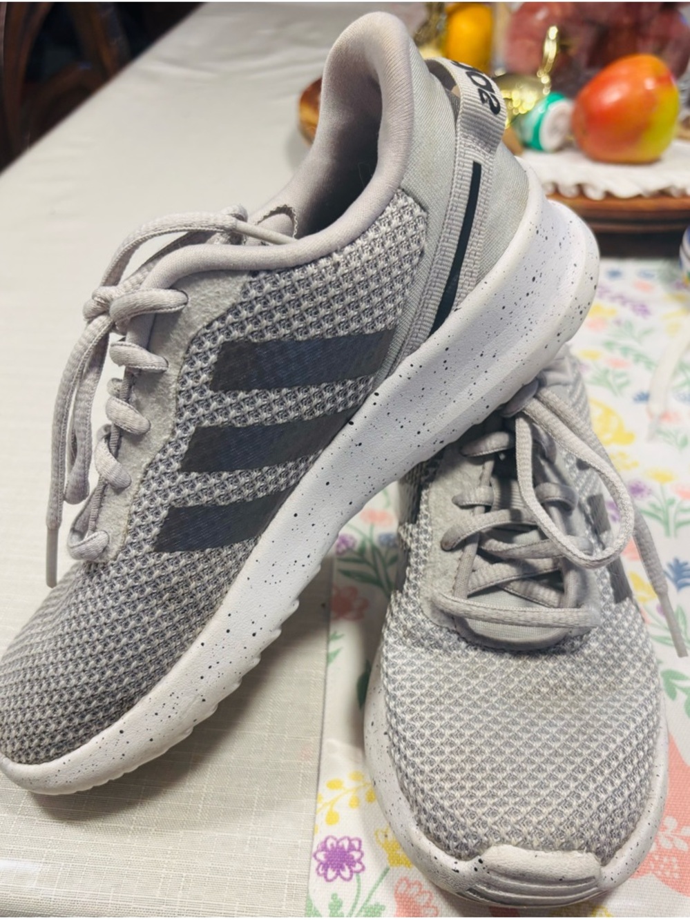 adidas Light Gray Mesh Athletic Sneakers with Dark Gray Stripes
